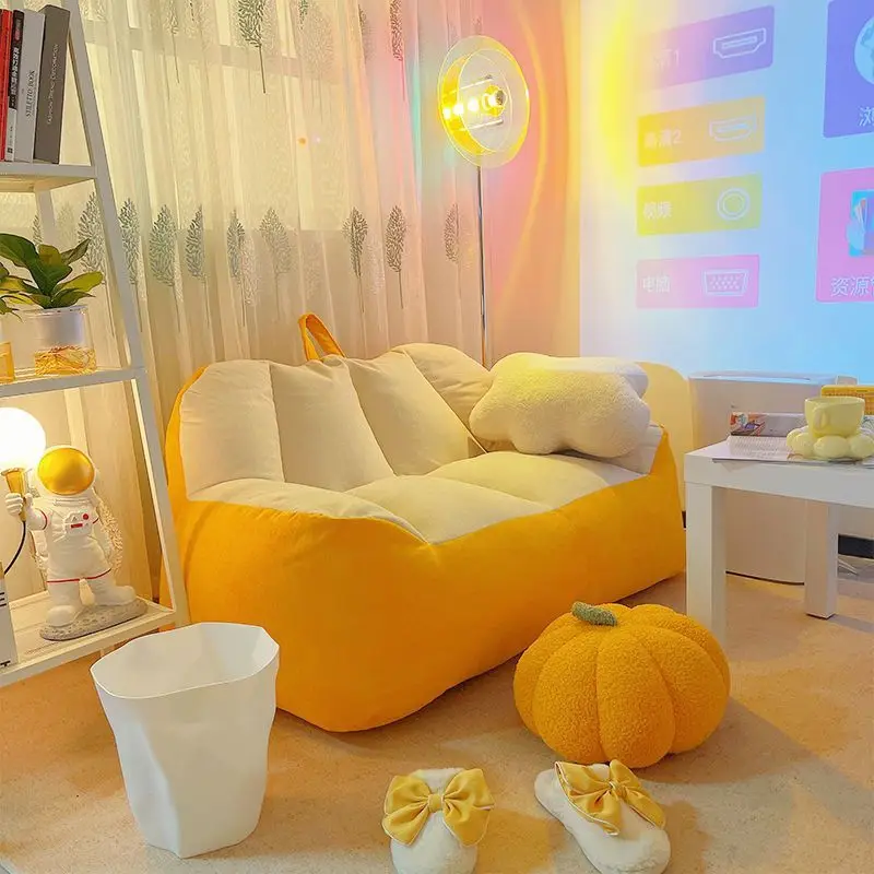

Floor Individual Sofa Small Filler Included Kids Kawaii Italian Style Sofa Zipper Yellow Divani Soggiorno Modern Furniture Home