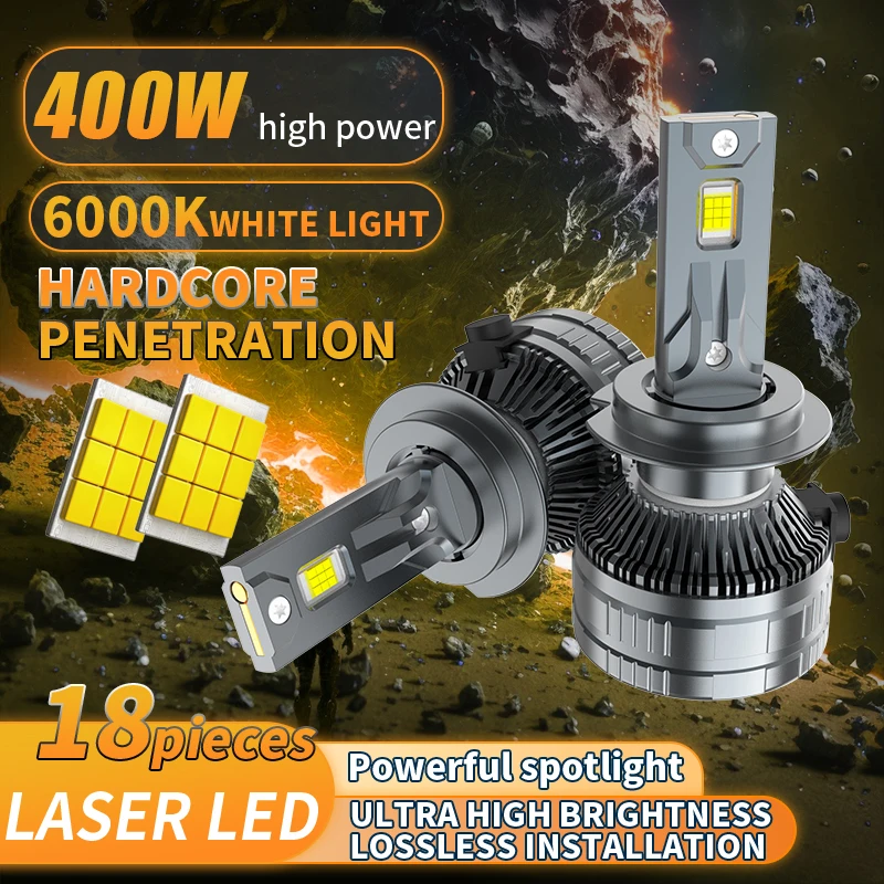 TOAUTO H7 LED 헤드라이트 캔버스 H1 H4 H11 9005 9006 9012 LED 라이트 전구 자동차용 80000LM 400W 고출력 터보 램프 6000K