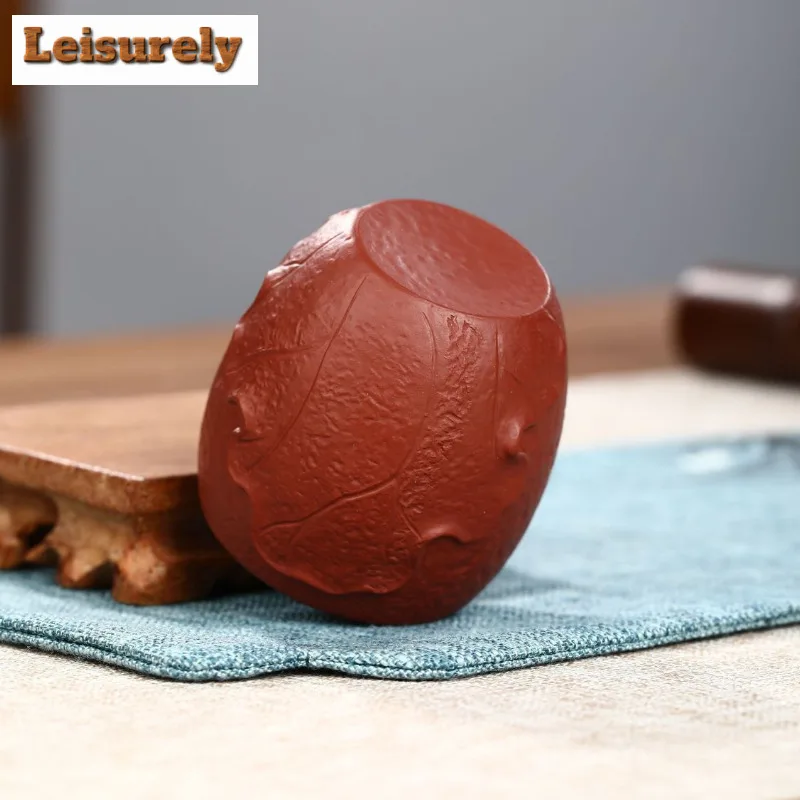 150ml Handmade Lotus Leaf Zisha Master Cup Yixing Purple Clay Teacup Raw Ore Dahongpao Smelling Mug Kung Fu Tea Ceremony Gifts