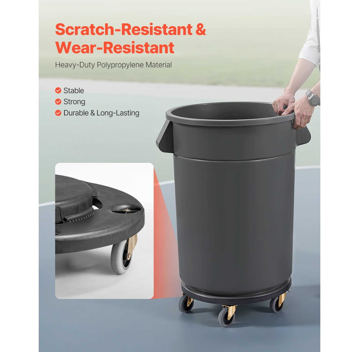 SucceBuy 1/2 Packs Trash Can Dolly Round Roller Base with 4 Lockable Wheels Rolling Barrel Cart Fit 20/32/44/55 Gal Containers
