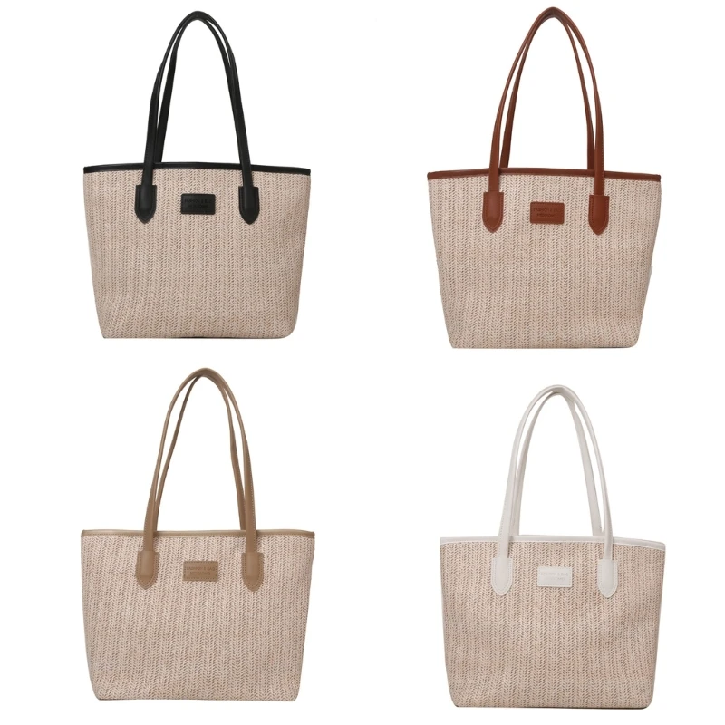 

Straw Woven Tote Bag Girl Women Casual Handbag Shopping Shoulder Bag Large Capacity Travel Journey Bag Leisure Beach Bag