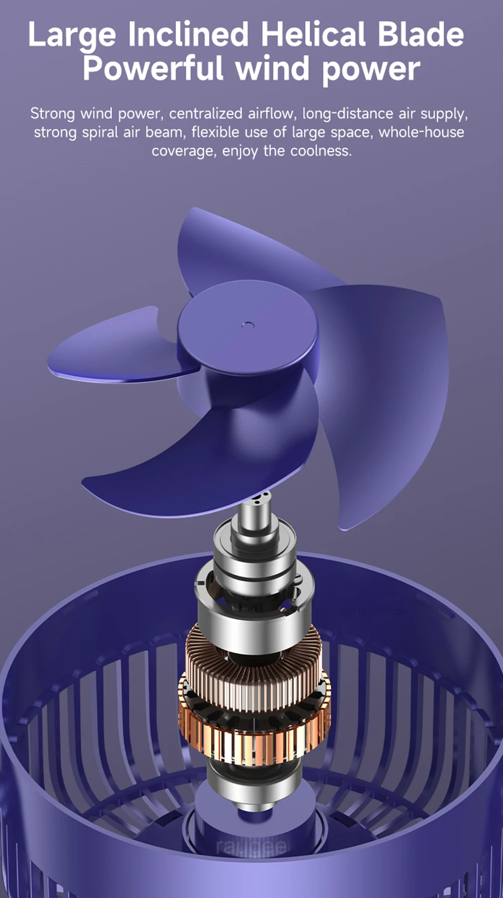 Description Picture 5 of itemPortable Electric Fan Wireless Portable Air Circulator Fan 2400mAh Rechargeable Desktop Wall Quiet Ceiling Fan Air Cooling Fan