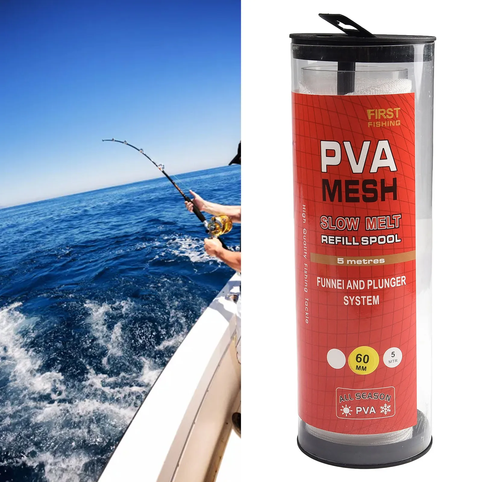 1pc Fishing PVA Mesh 60mm/44mm/37mmx5m Bait Bag Fishing Mesh Net With bait plastic Functional Terminal Tackle parts