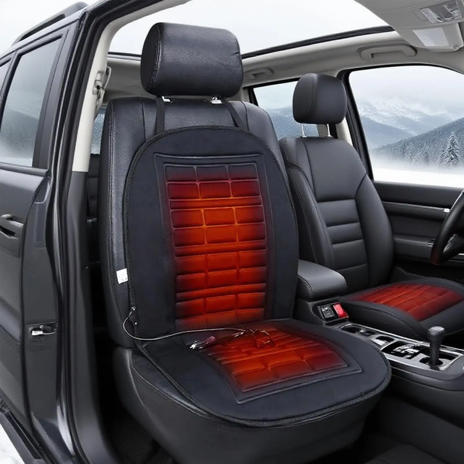 Winter Heated Car Seat Cover Warmer Automotive Accessories 12V Car Seat Warmer Pad with 2 Levels Car Seat Protector Cloak Cover