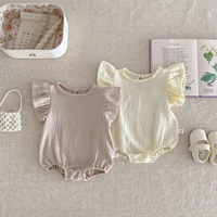 Summer Newborn Girl Romper Baby Girl Sleeveless Solid Color Jumpsuit Infant Girl Bodysuit Baby Clothes 0-2 Years Old 1