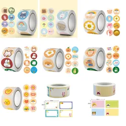 Children's Cute waterproof color rewards stickers Handwritten name Cartoon DIY hand tent retro Self-adhesive label