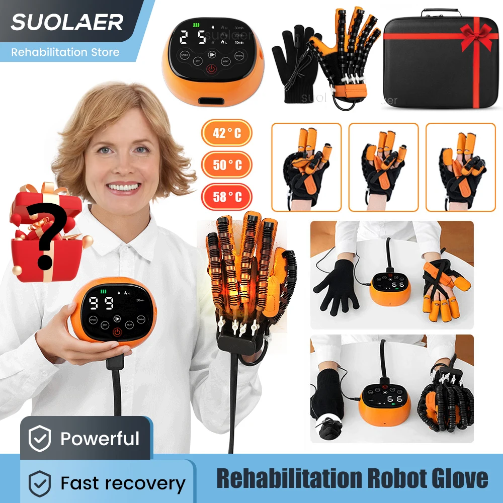 

Upgraded Heating Rehabilitation Training Robot Gloves with Voice Prompts Stroke Hemiplegia Hand Function Recovery Finger Trainer