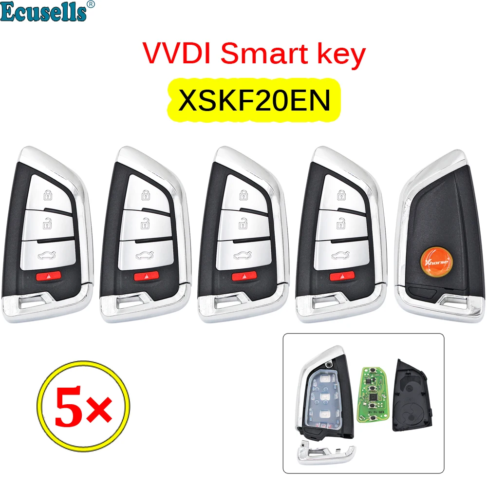 

5Pcs/Lot XHORSE VVDI VVID2 Universal Remotes Smart Key with Proximity Function Keyless Go PN: XSKF20EN English Version