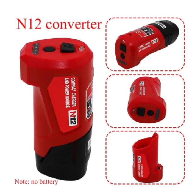 

N12 Charger Converter USB Power Charging Adapter for Milwaukee 48-59-1201 M12 Li-Ion Battery Adapter Mobile phone Power Sup