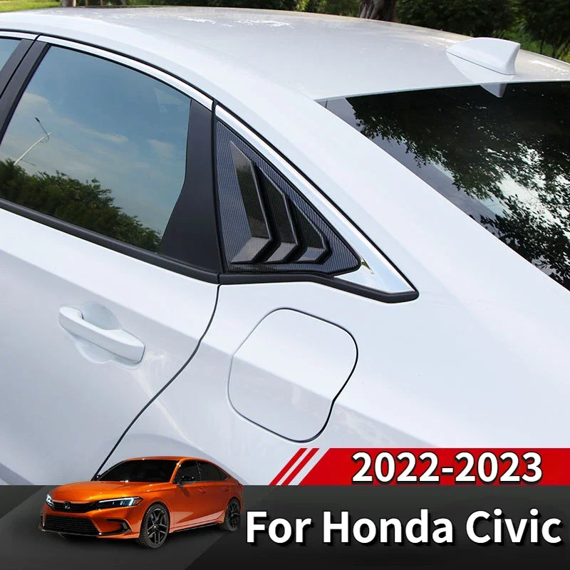 

For Honda Civic 2022-2023 ABS Carbon Fiber Car Rear Window Triangle Deflector Cover Trim Sticker Car Accessories