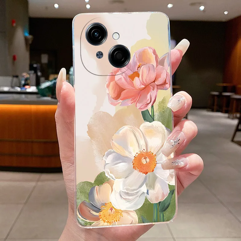 Beautiful Flower Clear Soft Silicone Phone Case Cover