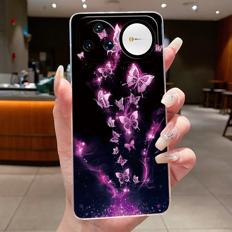 Clear Luxury Fashion Butterfly Flowers Soft TPU Phone Case