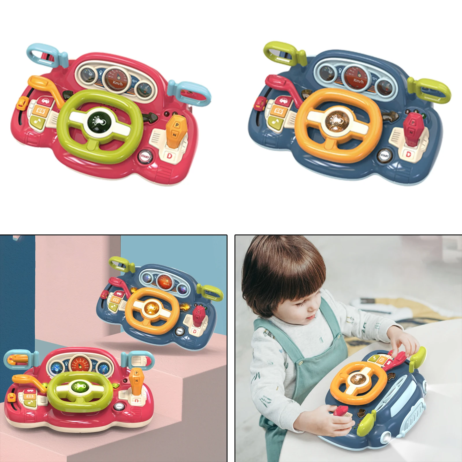  XHSP Steering Wheel Toy with Lights Music, Simulated Driving  for Toddlers Pretend Play Toy Adsorption Driving Wheel for Kids (Style 1) :  Toys & Games