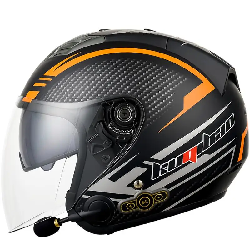 

Men Women Open Face 3/4 Bluetooth Built-In Motorcycle Helmet DOT Approved Waterproof Double Anti-Fog Anti-Scratch Visors