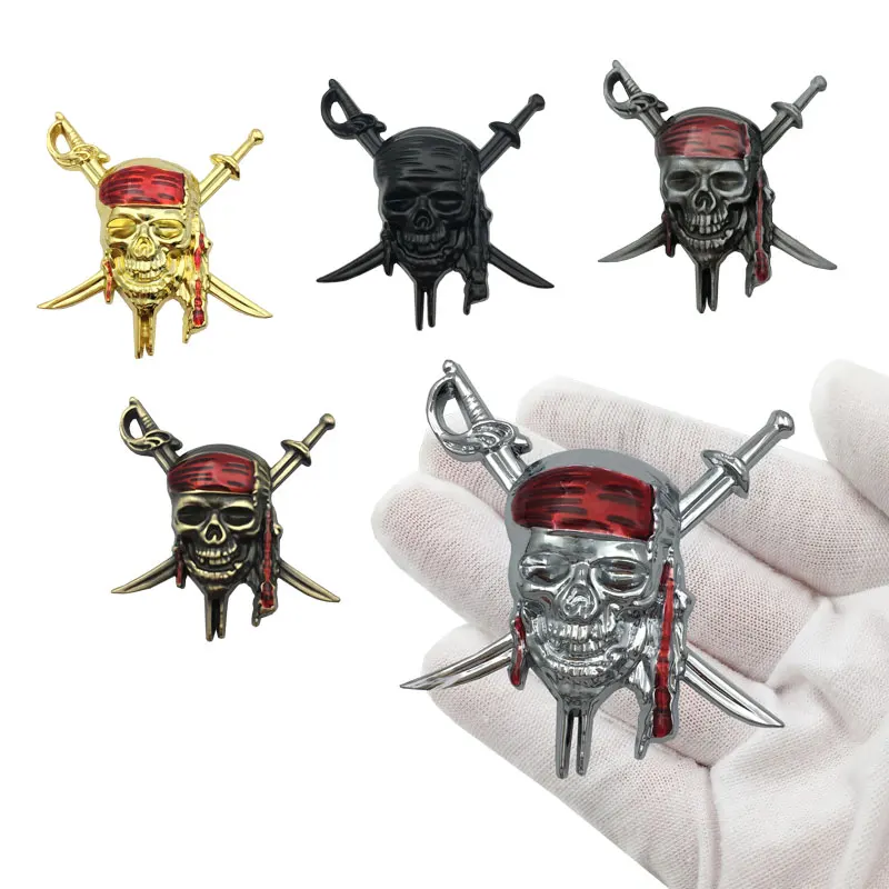 NEW 3D Metal Pirates Skull Captain Jack Badge Car Sticker Emblem Tail Decal For Bmw Mercedes Benz Suzuki Mazda Accessories |