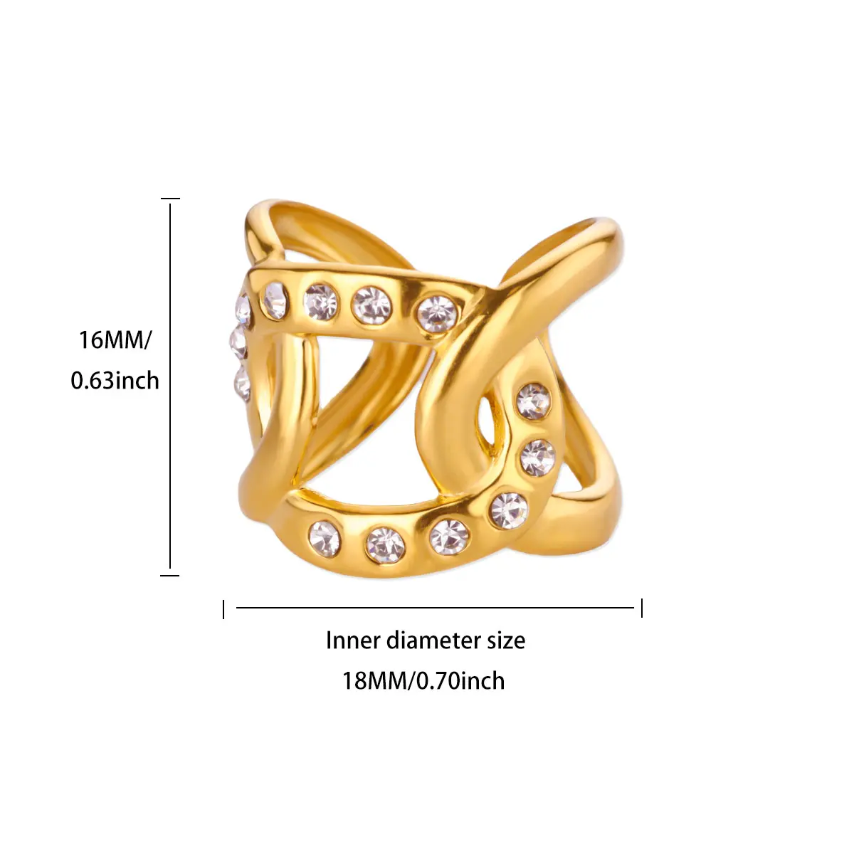 Zircon Geometric Lock Rings For Women Gold Color