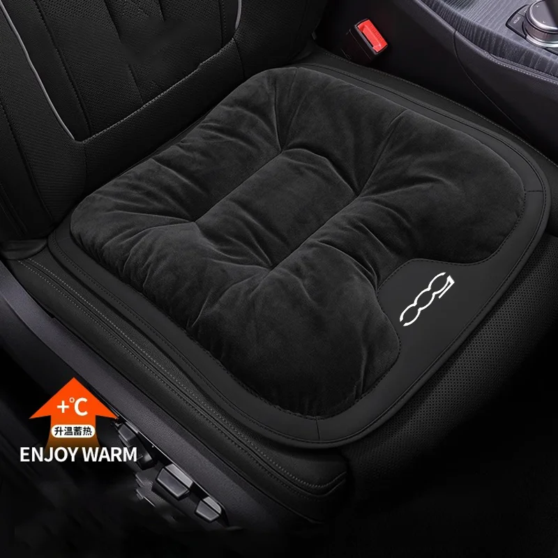 Fiat 500 500C Abarth 695 벨벳 플러시 미끄럼 방지 자동차 앞 좌석 쿠션 자동 의자 보호 패드 용 겨울 따뜻한 자동차 시트 커버