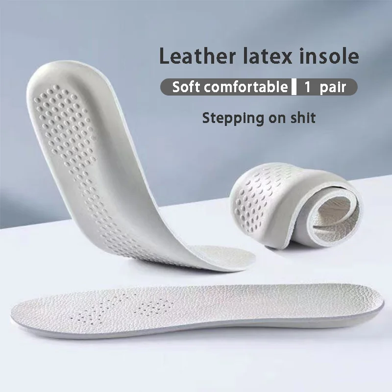 Plantillas ortopédicas deportivas de primera capa de cuero vacuno, zapatillas de deporte transpirables suaves y cómodas de látex, alfombrilla para correr, plantilla para zapatos de cuero_voghion.com