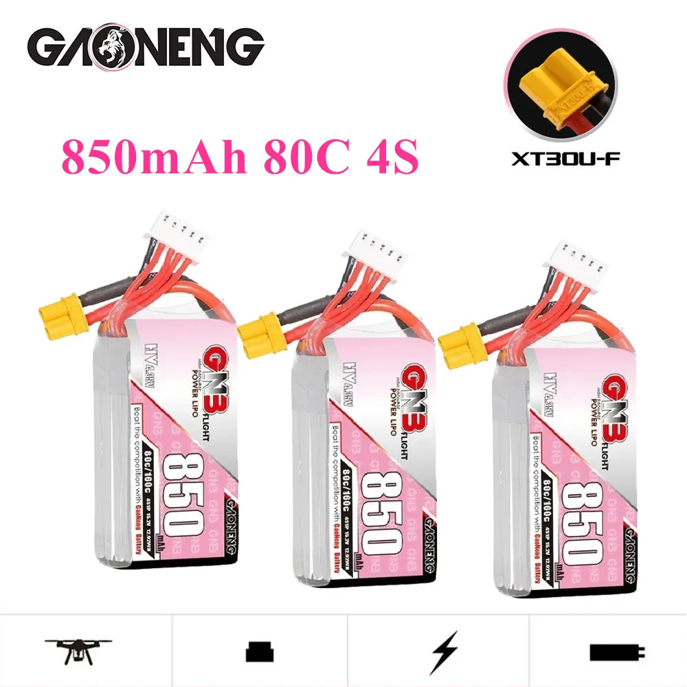 

Литий-полимерный аккумулятор GNB HV 4S 15,2 в 850 мАч 80C/160C Cinelog Cinewhoop, запасные части для радиоуправляемых моделей, для самолетов, гонок, FPV, батарея 15,2 в с разъемом XT30