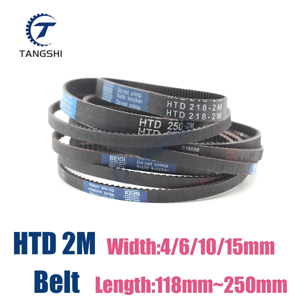 

HTD 2M Closed Loop Rubber Timing Belt Width4/6/10/15mm Synchronous Belt Length 118 120 126 130 136 142 158 166 176 178 218 250mm