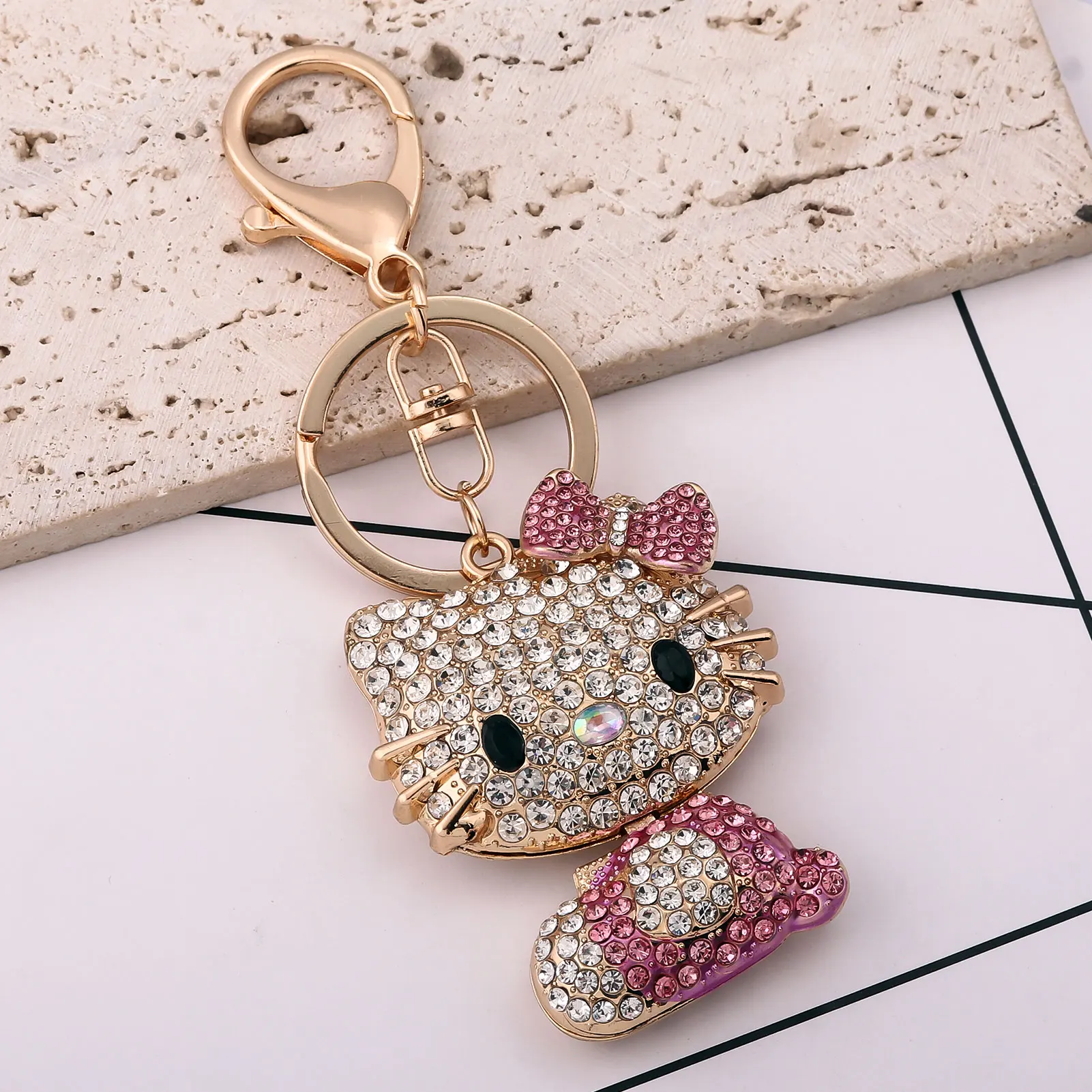 Hello Kitty Jewelry Rhinestone Crystal Kitty Cat Shape Pendant