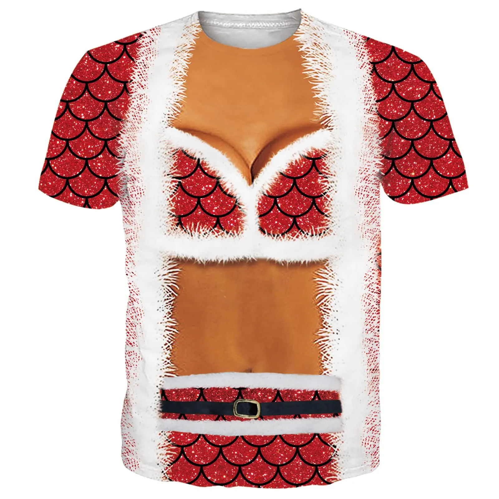 Funny Santa Claus 3D Print T Shirt Streetwear Oversized Tee