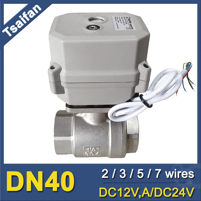

DN40 SS304 Electric Ball Valve 15Nm Automated Water Valve With Manual override Metal Gears, CE certified, IP67 Protection