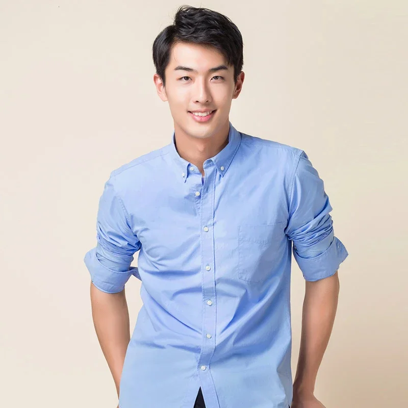 100% cotton oxford long-sleeve shirts men soft single pocket casual tops fashion striped elegant clothes Cotton Shirt Long Sleeve Shirt Men Casual Shirt