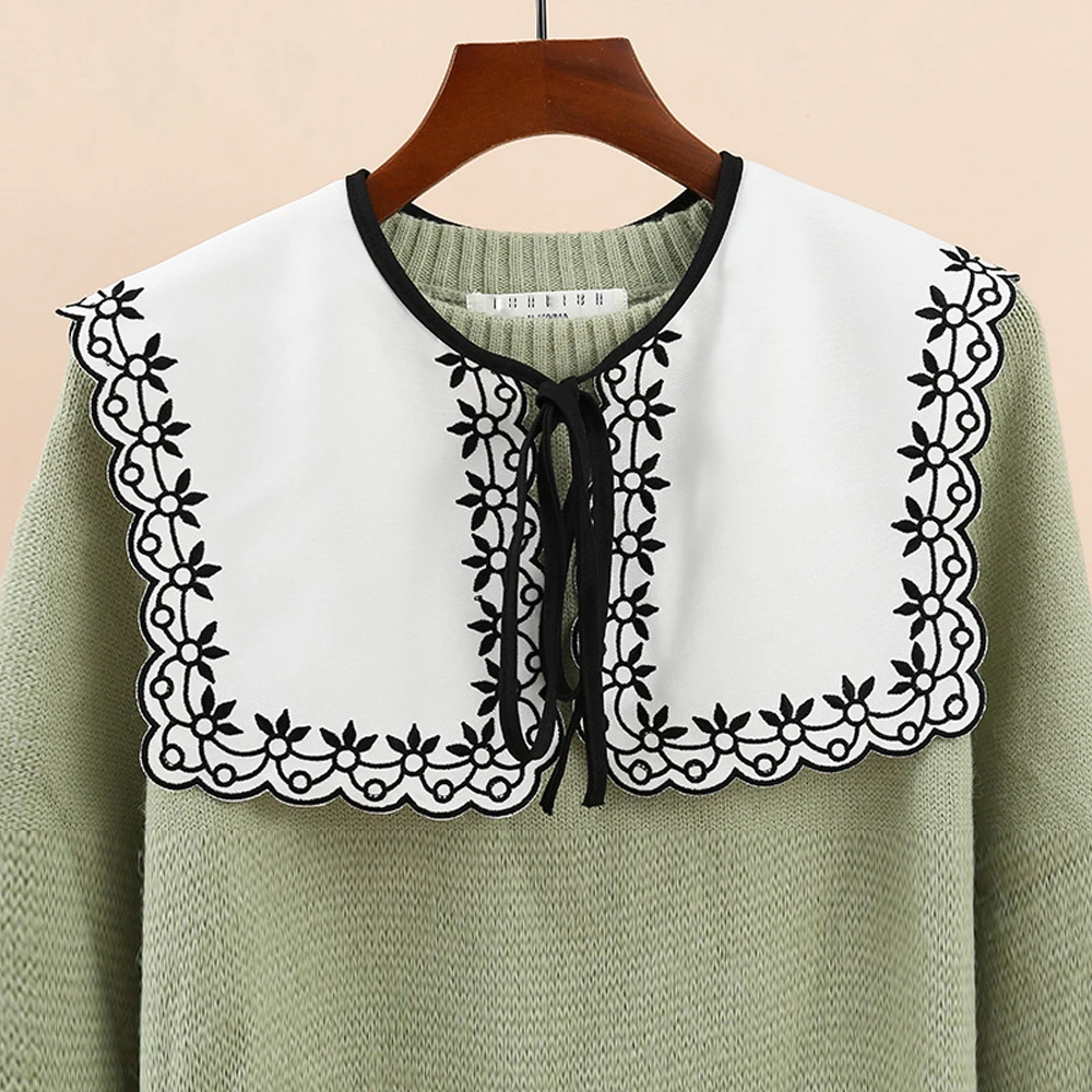 

Harajuku Navy Fake Collar Lace-up Women Detachable Collars Japanese Korea Style Navy Sailor Collar False Collar Shawl Wrap Scarf