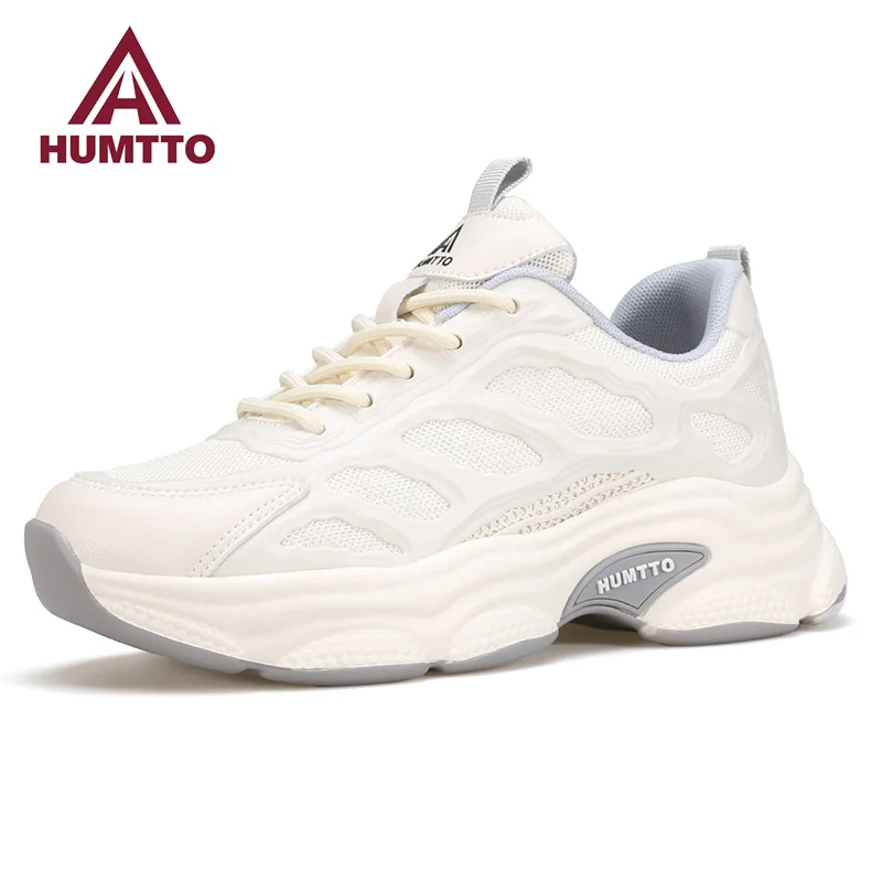 HUMTTO Running Shoes for Women Flat Ladies Platform Sneakers Woman Luxury Designer Fashion Casual Winter White Pink Womens Shoes