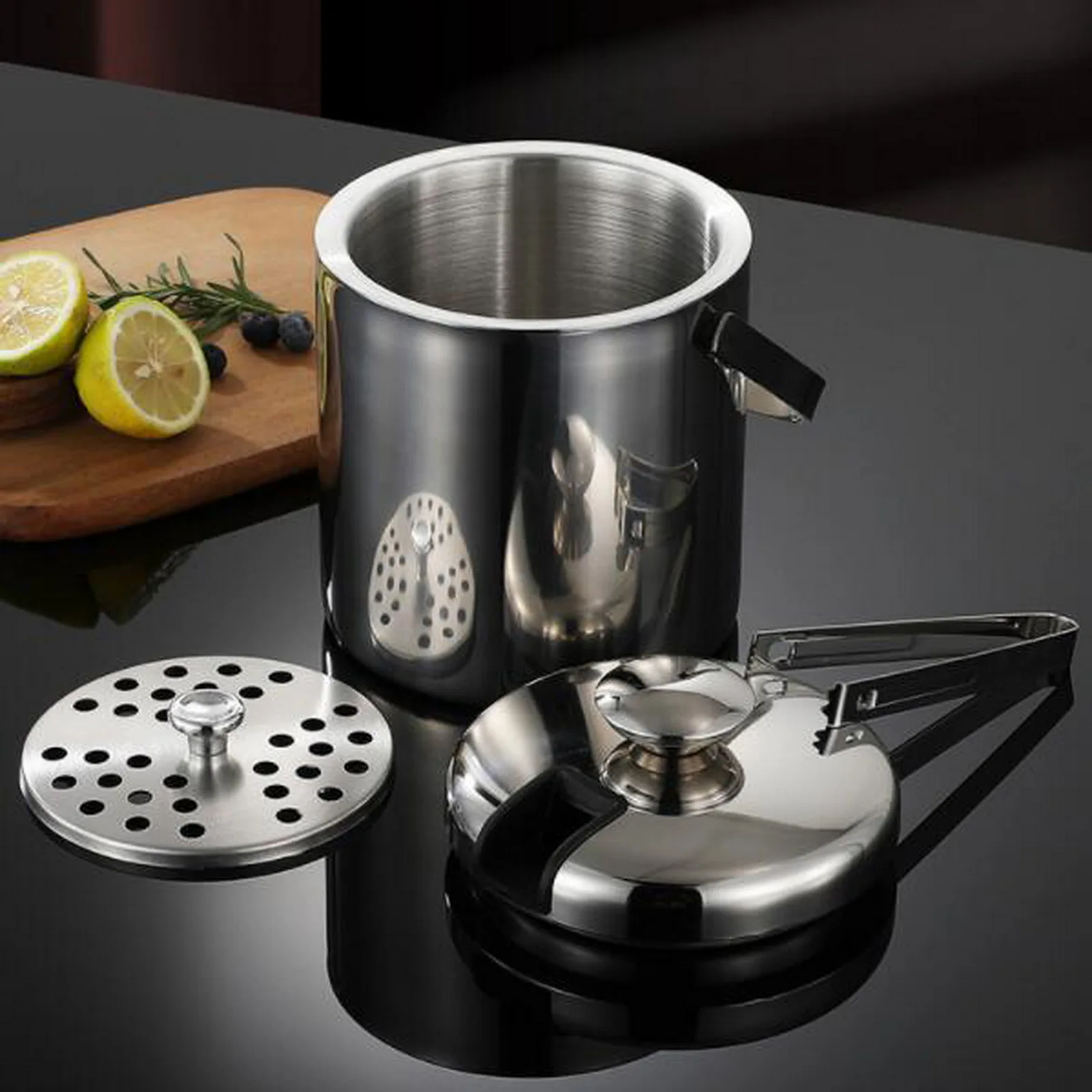 1.3L Ice Bucket With Tongs Double Wall Strainer Handle Home Bar Parties Chilling Beer Champagne Stainless Steel Cooler Buckets