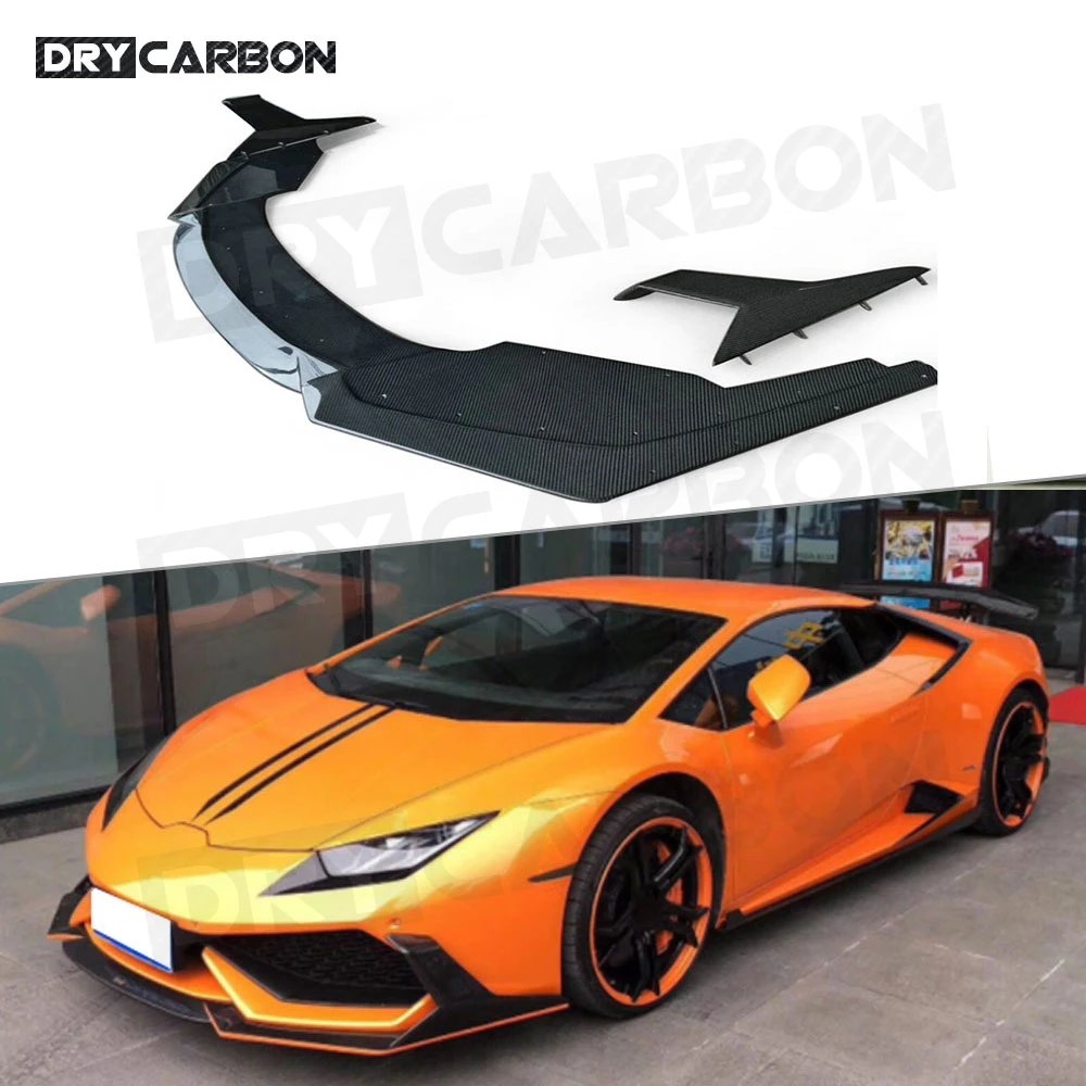 

Carbon Fiber Front Lip Chin Spoiler Side Splitters Aprons Flaps For Lamborghini Huracan LP610-4 2014-2018 D Style Bumper FRP