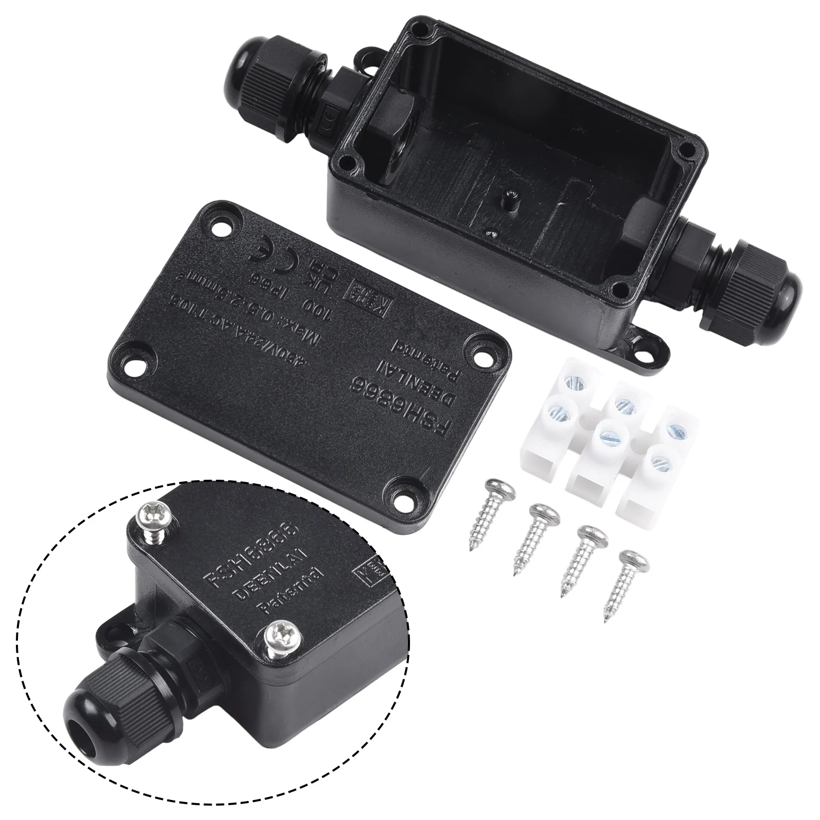 Electrical Junction Box Electrical Box Electrical Distribution Box Electrical Cable Connector Industrial Waterproof Connector 2 Way Outdoor Junction Box Waterproof IP65 Cable Connector PC Junction Box 240V Black 240-450V Electrical Supplies Solar Parts