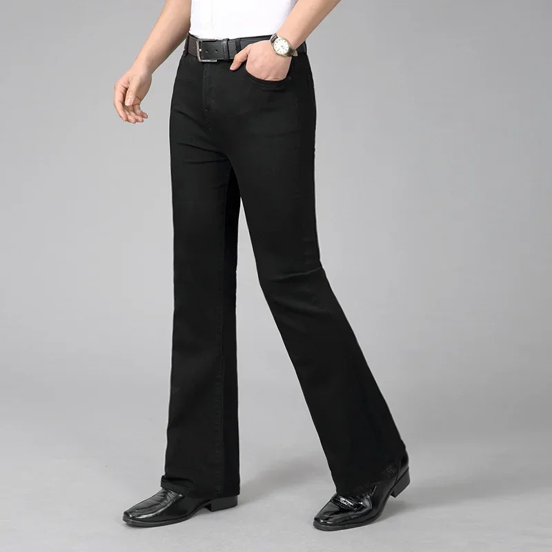 2024 Men's Four Seasons New Flared Jeans Mid-Waist Stretch Boot Cut Business Fashion Trend Casual Wide Leg Pants 4