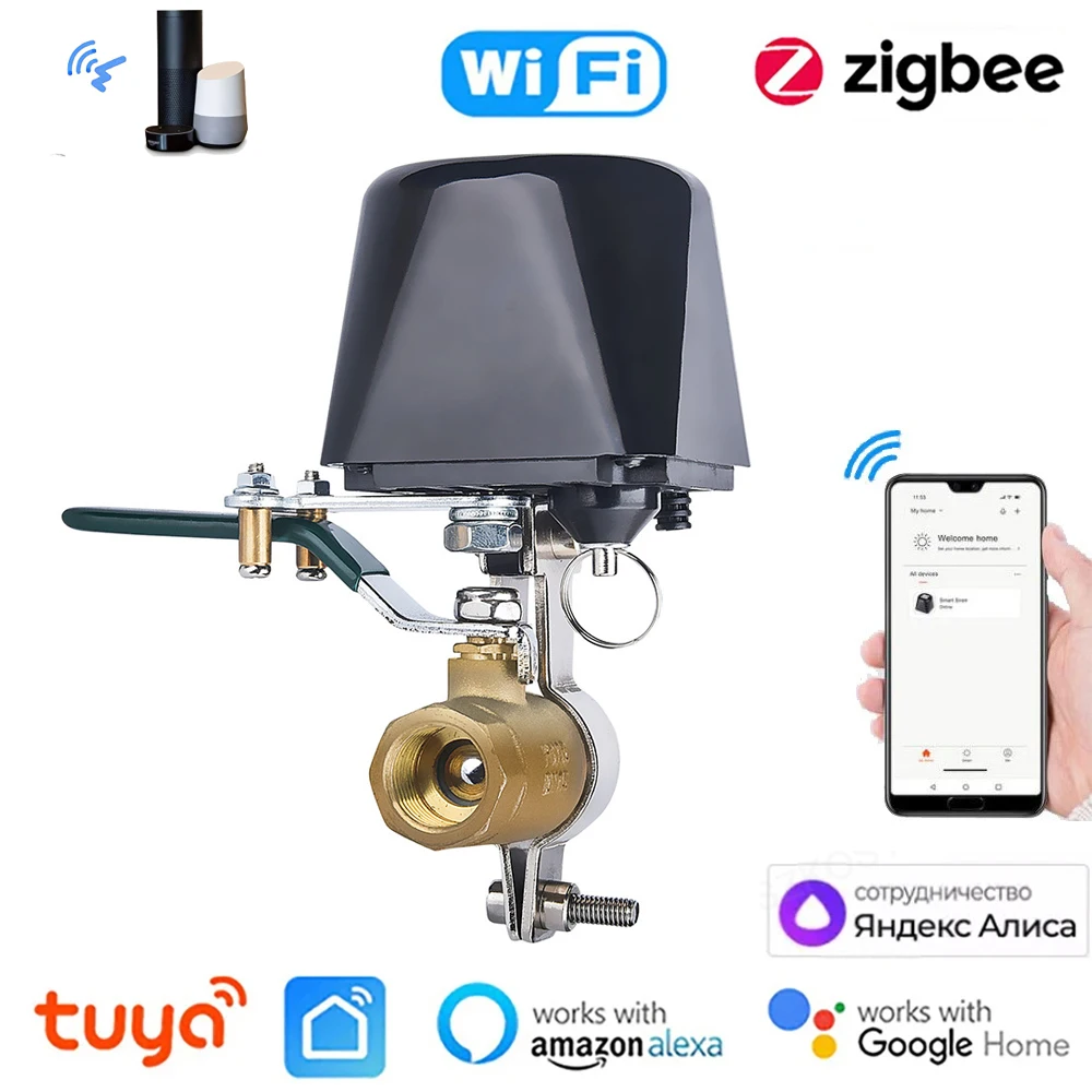Válvula de Água Tuya Zigbee Interruptor Inteligente Temporizador para Válvula de Gás App Garden Smart Life Controle de Voz Alice Alexa Google Home