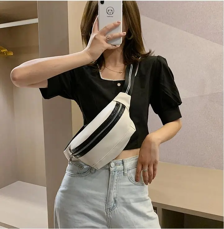 

2022 New Casual Fashion Women's Belt Bag PU Fanny Pack Waist Bag