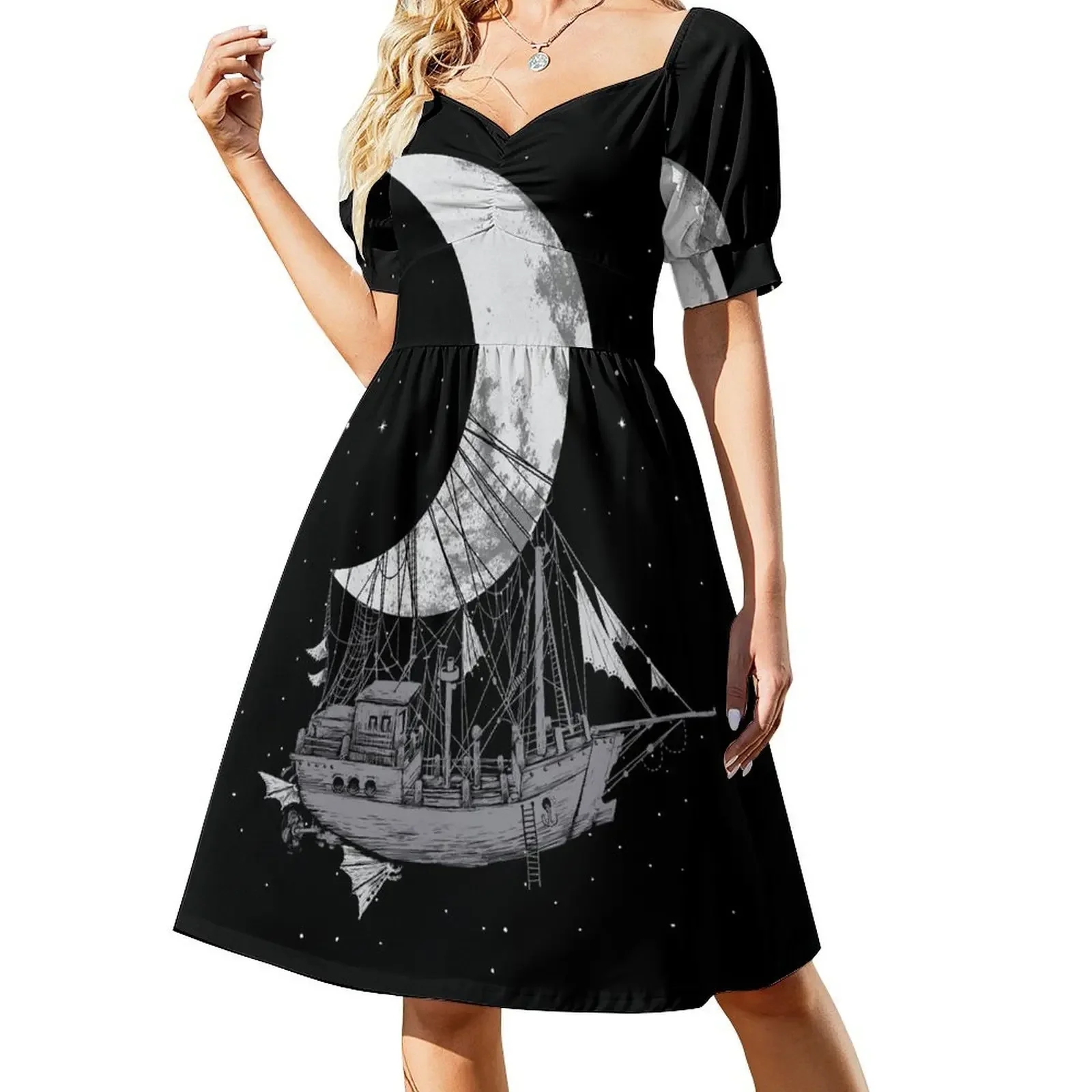 Vestido sin mangas Moon Ship Vestidos de noche Traje de verano para mujer Vestido