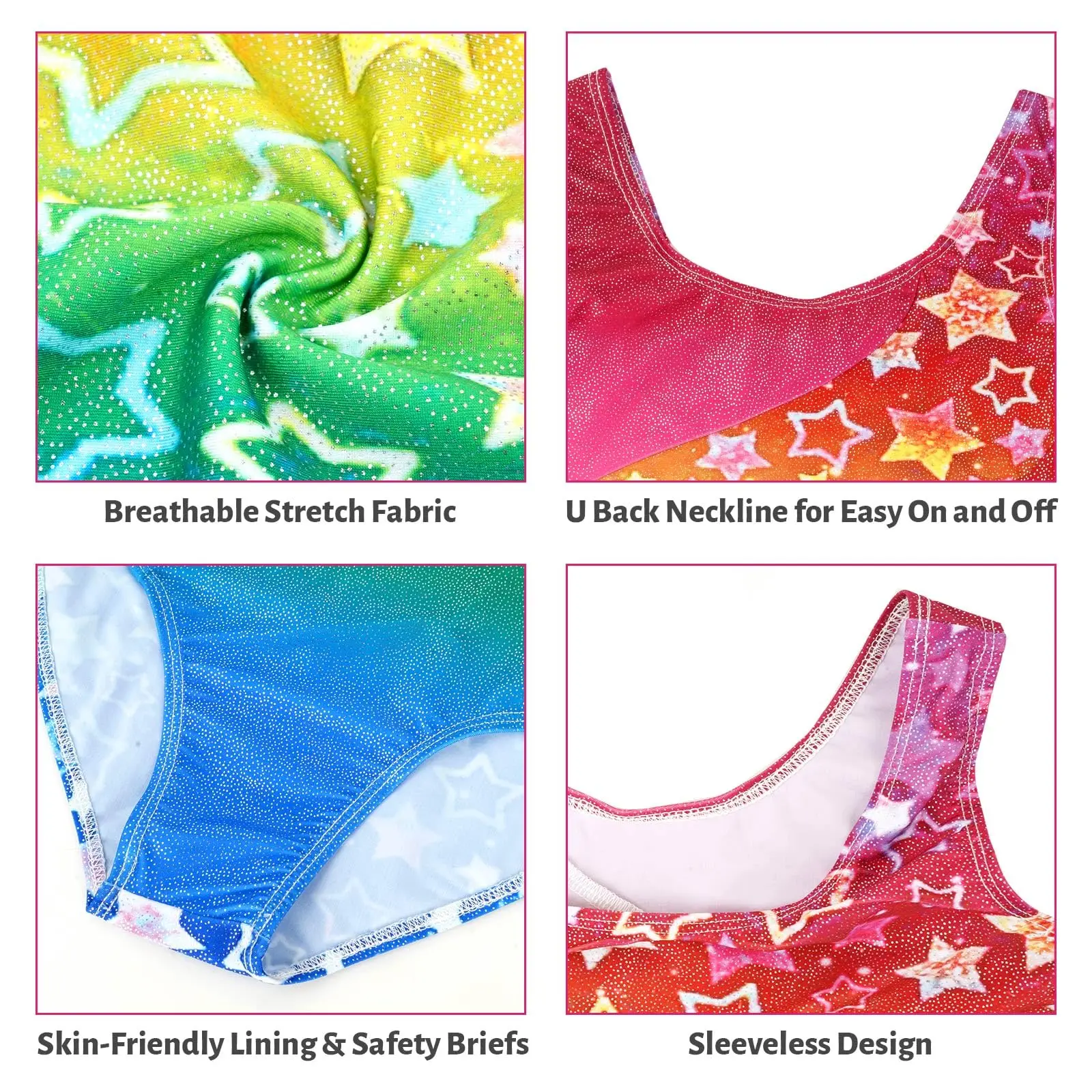 2024 Girls Gymnastics Leotards, Glitter Ballet Dance Unitards Biketards Activewear with Short & Hairband for Kids 3-12 Years