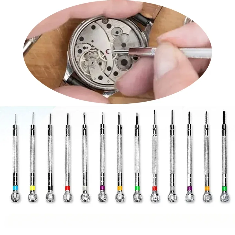 13PCS 스크루 드라이버 세트 0.6mm-2.0mm 슬롯/크로스 시계 수리 시계 제조 업체 시계 수리 도구에 대한 전문 스크류 드라이버 키트