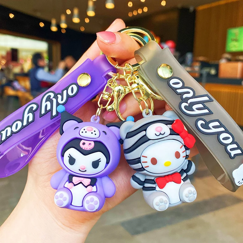 

Sanrio Anime Keychain Kawaii Hello Kitty Melody Kuromi Cinnamoroll Holder Key Chain Car Keyring Phone Hanging Jewelry Kids Gifts