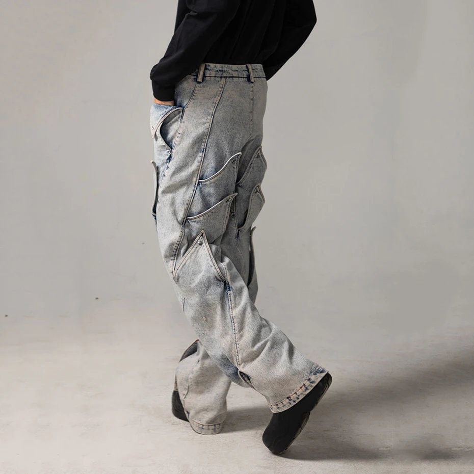 Buy Hip Hop Distressed Jeans: Men's Ripped Patchwork Denim Trousers With  Oversize Loose Fit, Casual Japanese Streetwear 5XL Online in India 