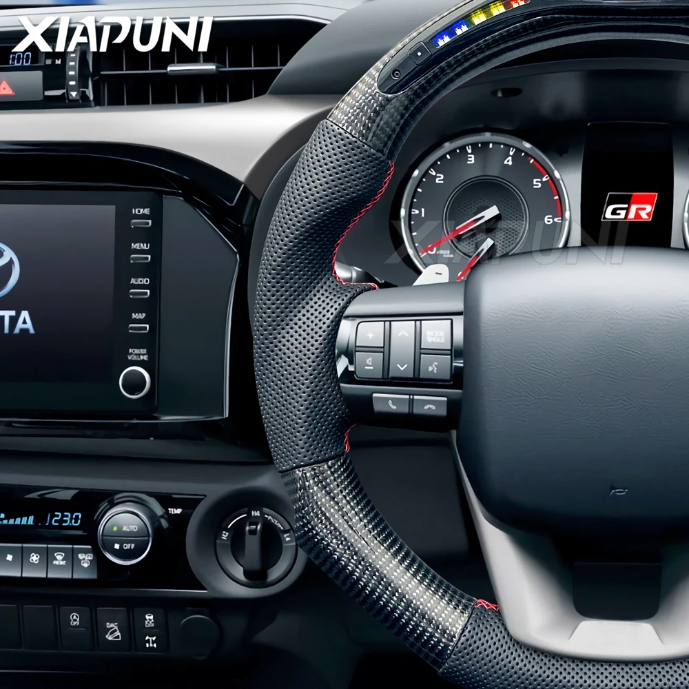 Toyota Camry Carolla Levin Wildlander RAV4 Avalon 2018-2020 Racing Wheel 용 맞춤형 LED 탄소 섬유 핸들