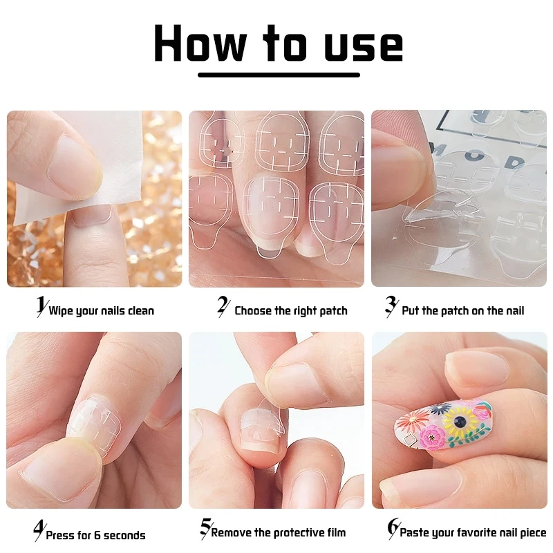 Description Picture 2 of item10Sheets False Nail Glue Sticker DIY Fake Nails Tips Double Side Clear Jelly Gel Sticker Tape Glue Press On Nails Manicure Tools