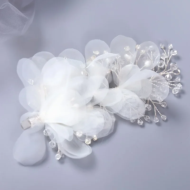 Hair Accessories Silver Crystal Flower Hair Clips For Women Bride