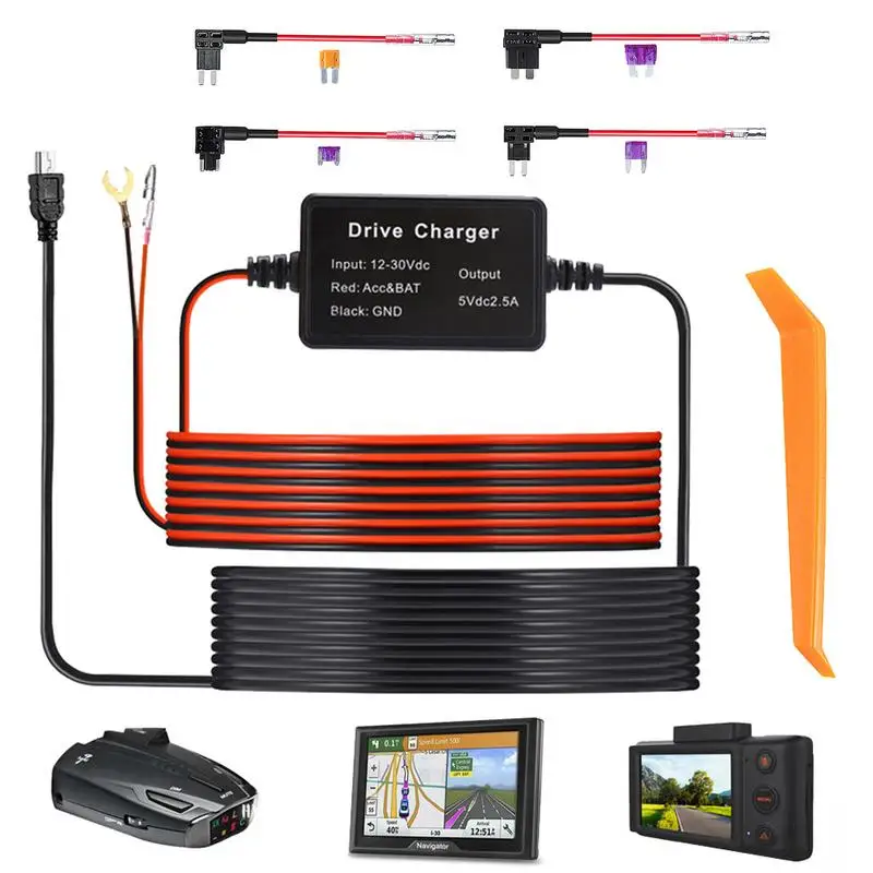 

Dashcam Hardwire Kit Professional Dashcam Hard Wire Kit Type C 12V-24V To 5V Dashboard Camera Car Charger Cable Kit Power
