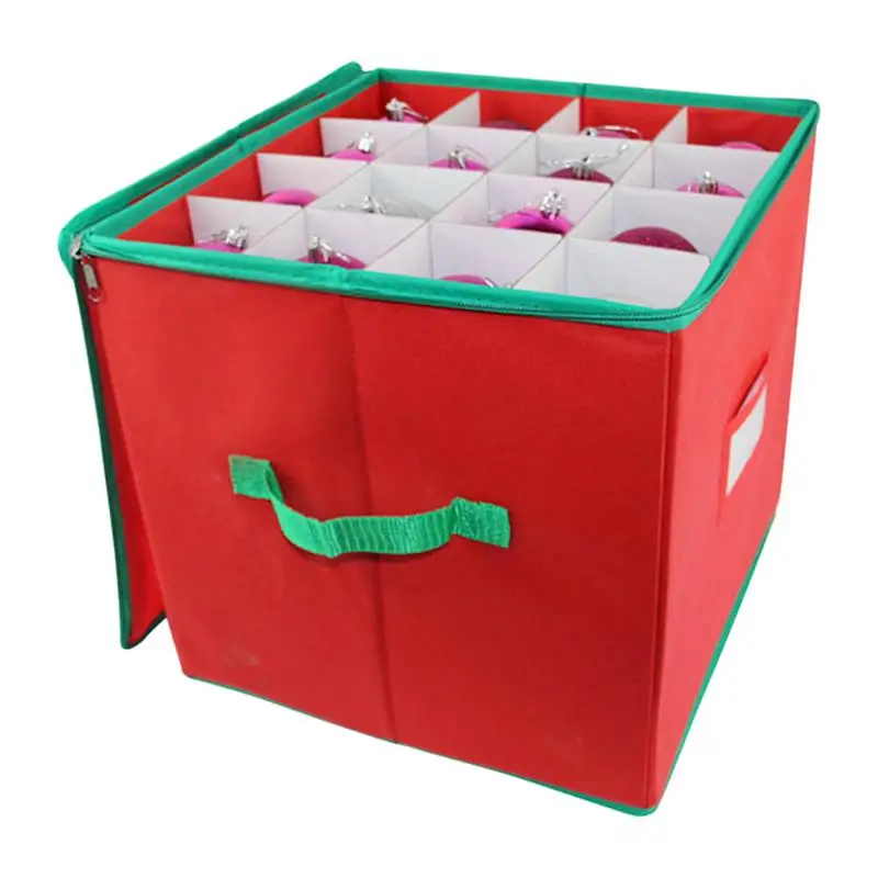 64 Compartments Christmas Ornament Bauble Storage Box Dividers Container For Holiday Tree Ornaments Decorations Space Saving Bag