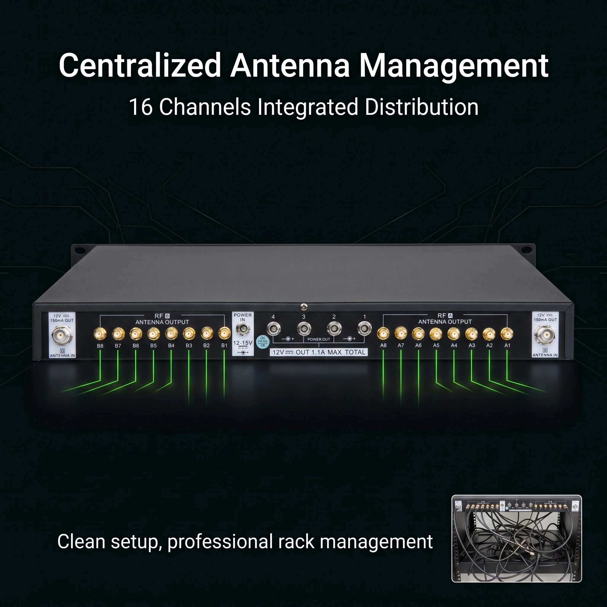 폴킷슨 AT-16pro 450-970MHz UHF 안테나 분배 시스템 무선 마이크 앰프 분배기 제로 시그널 드롭 무대 라이브용