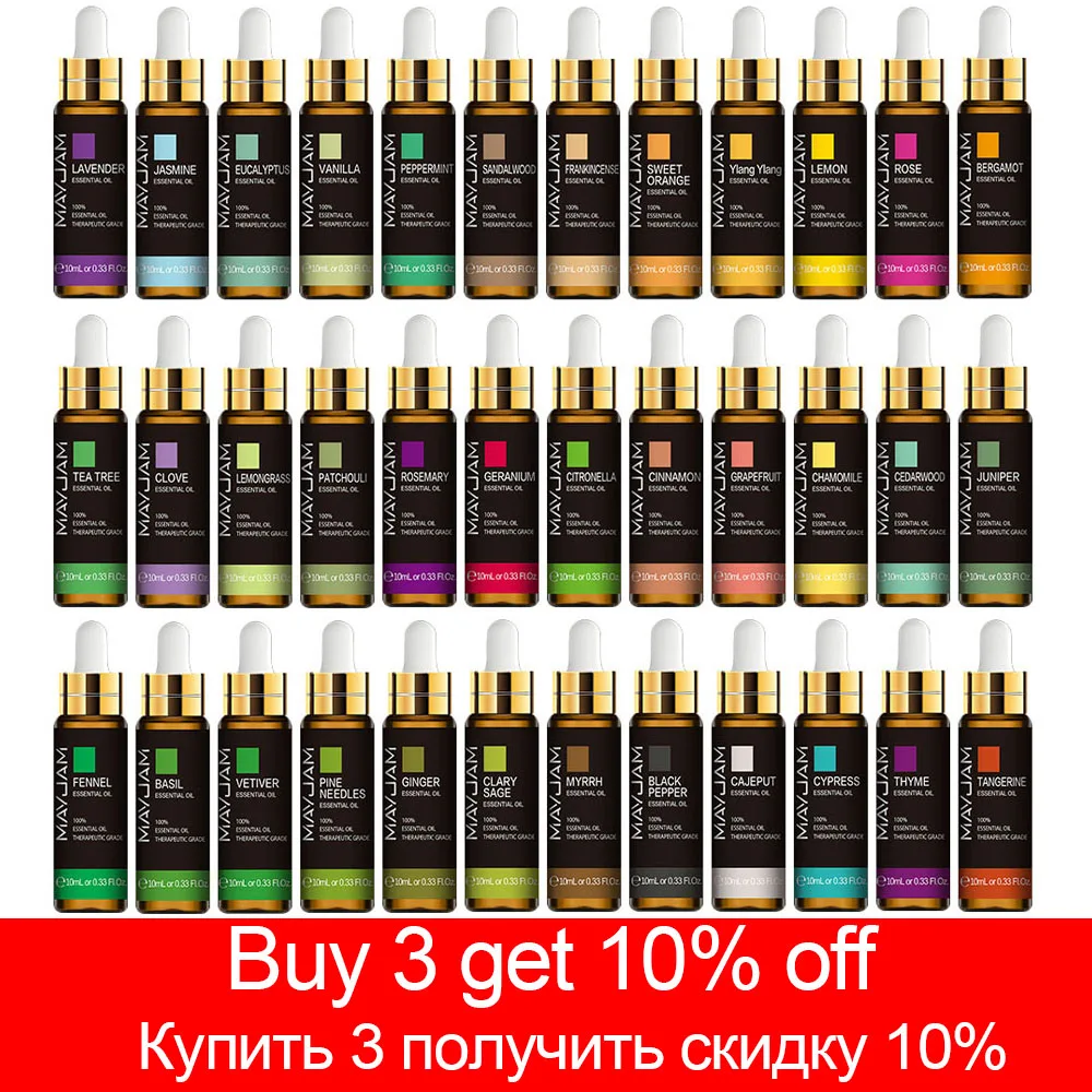 Support Dropshipping 10ML Lavender Rose Eucalyptus Jasmine Vanilla Mint Sandalwood Tea Tree Orange Diffuser Aroma Essential Oil