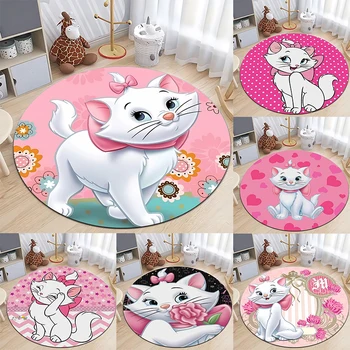 MINISO DISNEY Cartoon Marie Cat Tappeto rotondo stampato Tappeto per camera da letto Tappetino per soggiorno Tappetino per porta della cucina antiscivolo decorativo 1