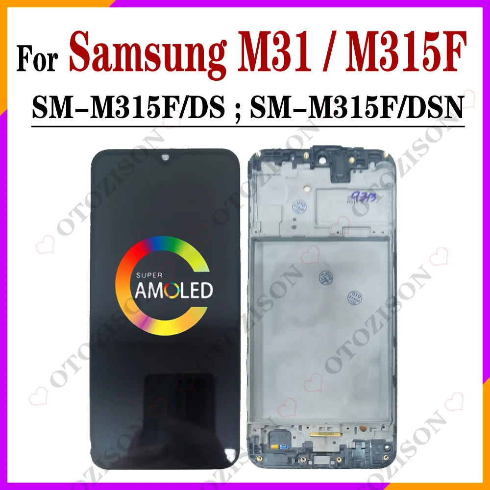 Super Amoled M315F Lcd Per Samsung Per Galaxy M31 Lcd Con Cornice M315 Sm-M315F/Ds Sm-M315F/Dsn Display Touch Digitizer